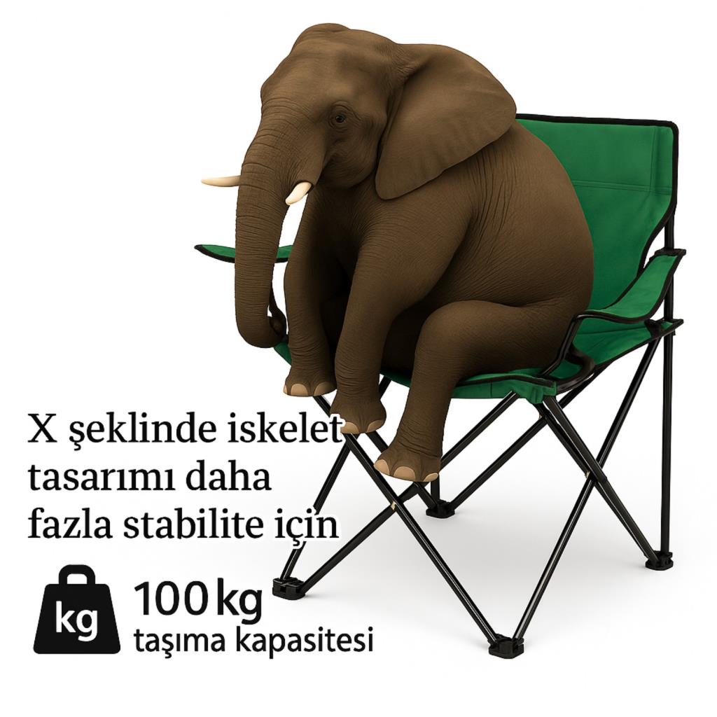 4 Adet Katlanır Kamp Sandalyesi - Piknik Plaj Sandalyesi - (DY.001) - Haki - Taşıma Çantalı