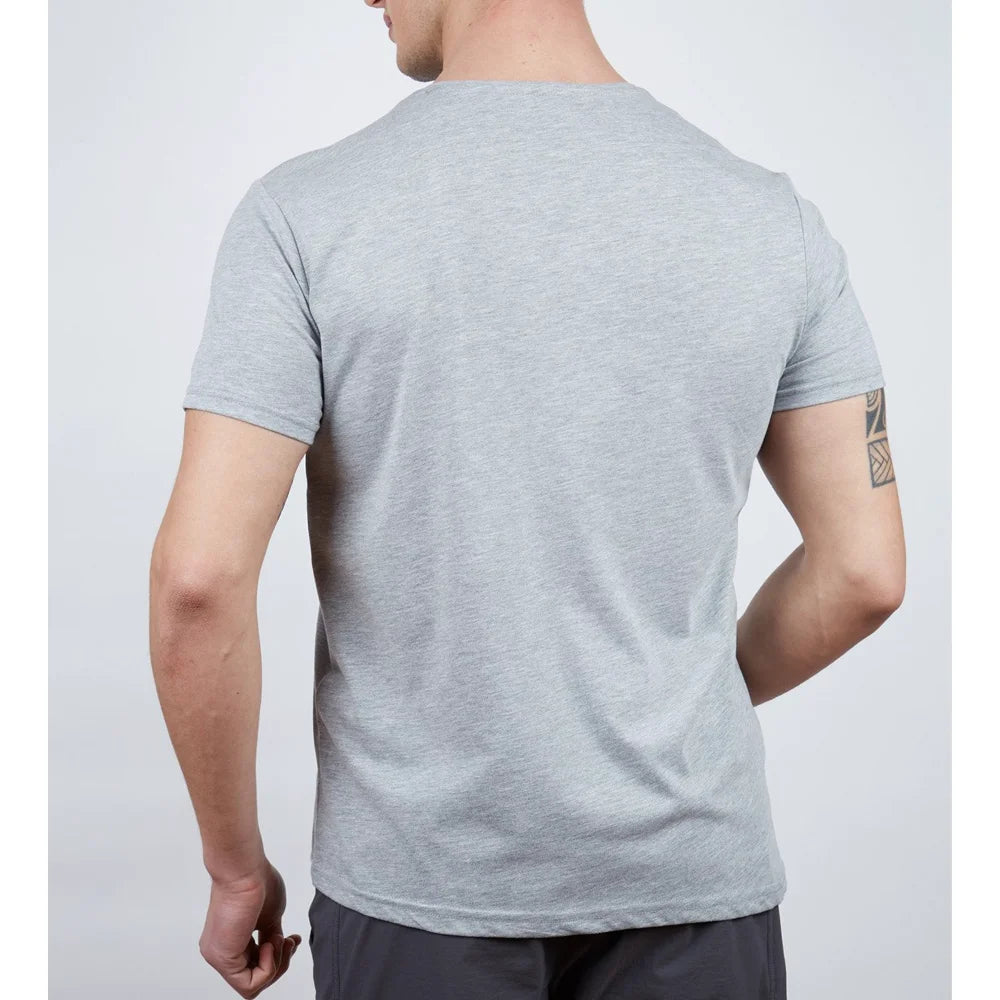 Erkek Tişört - Pamuklu Spor Tişört - Camp - Gri Melanj (600611)