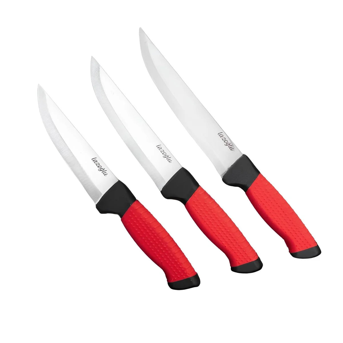 Mutfak Bıçağı - Lazoğlu - 3'lü Set - El Yapımı - Kesme - Doğrama - Silikon Saplı