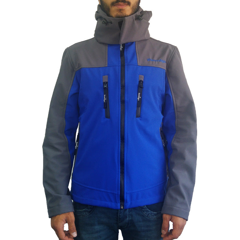 Lemigo Softshell Kapşonlu Mavi-Gri Mont