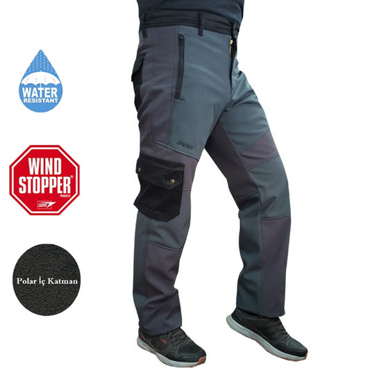 PNT-611 Softshell Pantolon Gri-Petrol Yeşili 50