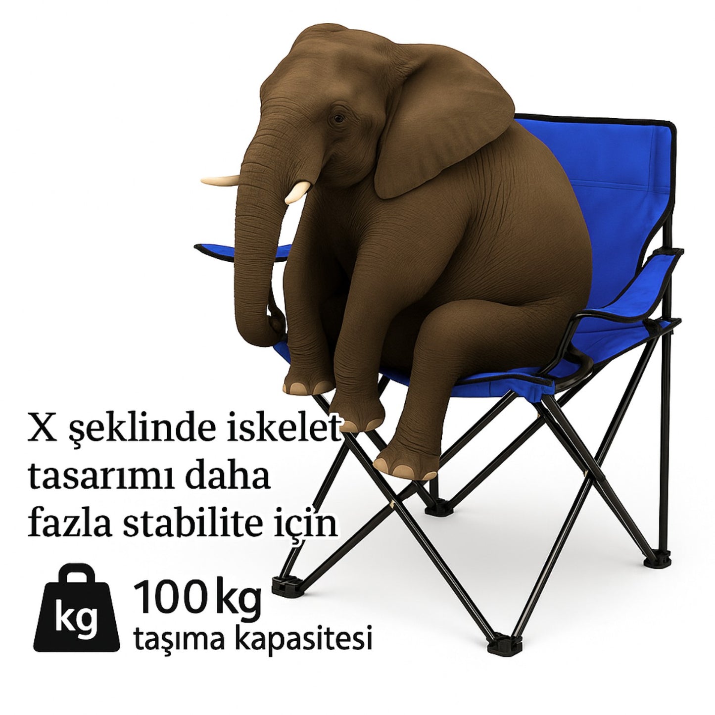 2 Adet Katlanır Kamp Sandalyesi - Piknik Plaj Sandalyesi - (DY.001) - Lacivert