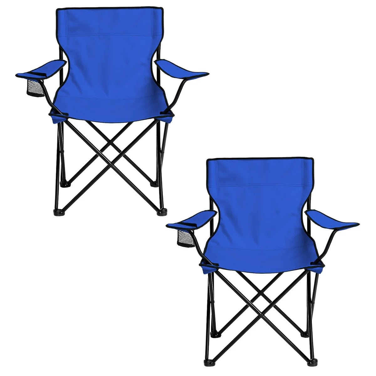 2 Adet Katlanır Kamp Sandalyesi - Piknik Plaj Sandalyesi - (DY.001) - Mavi - Taşıma Çantalı