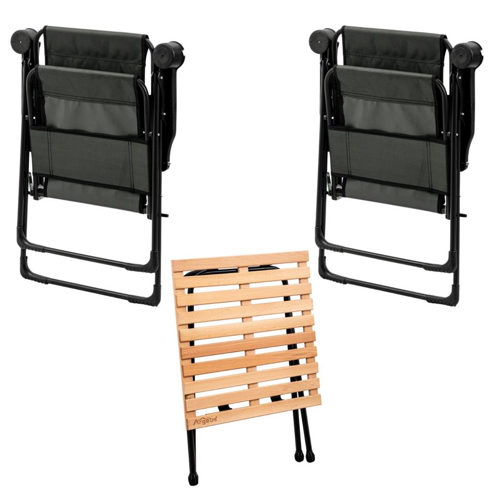 2 Adet Katlanır Kamp Sandalyesi ve Masa Seti - Rest - Haki - 130 KG Taşıma