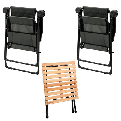 2 Adet Katlanır Kamp Sandalyesi ve Masa Seti - Rest - Taşıma Çantalı - Haki - 130 KG Taşıma