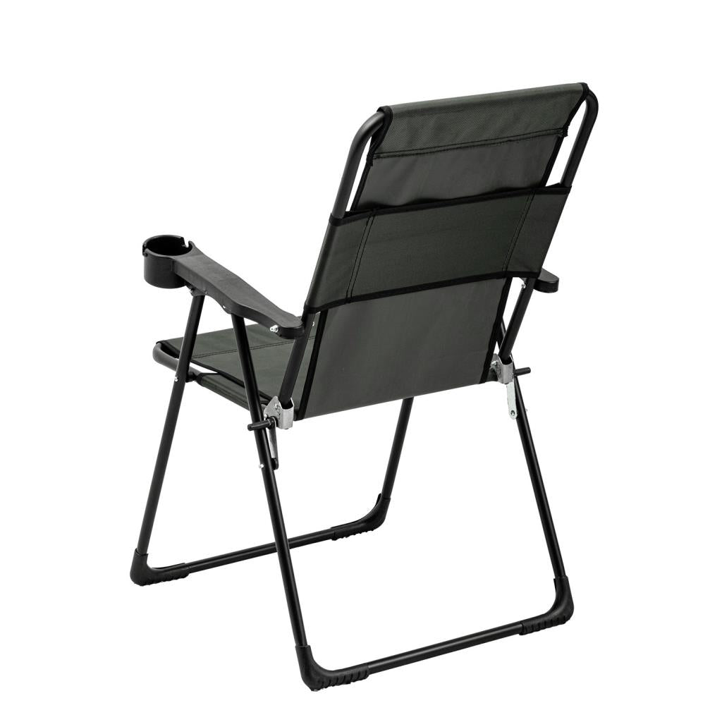 2 Adet Katlanır Kamp Sandalyesi ve Masa Seti - Rest - Taşıma Çantalı - Haki - 130 KG Taşıma