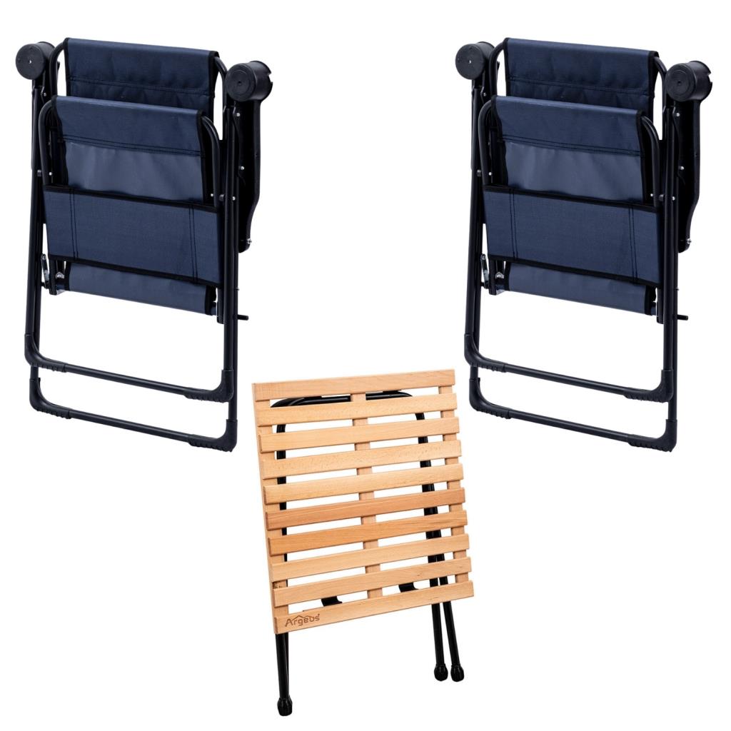 2 Adet Katlanır Kamp Sandalyesi ve Masa Seti - Rest - Taşıma Çantalı - Lacivert - 130 KG Taşıma