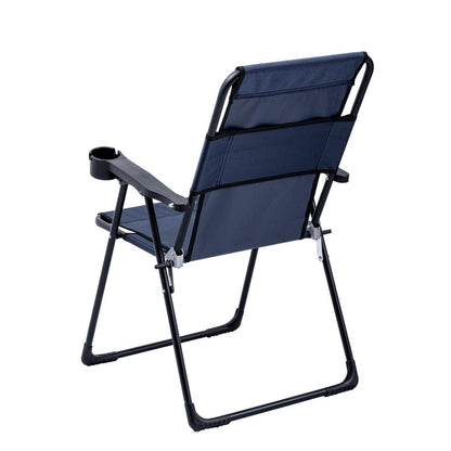 2 Adet Katlanır Kamp Sandalyesi ve Masa Seti - Rest - Taşıma Çantalı - Lacivert - 130 KG Taşıma