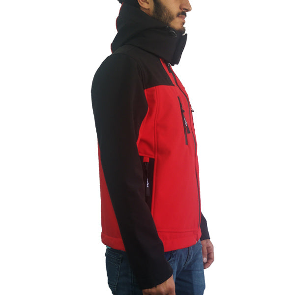 Lemigo Softshell Kapşonlu Mont Kırmızı-Siyah