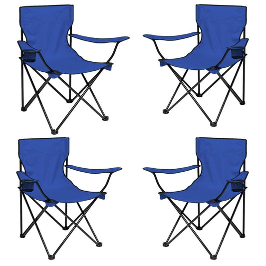4 Adet Katlanır Kamp Sandalyesi - Piknik Plaj Sandalyesi - (DY.001) - Lacivert - Taşıma Çantalı