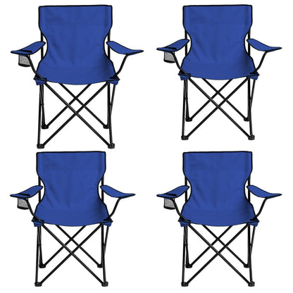 4 Adet Katlanır Kamp Sandalyesi - Piknik Plaj Sandalyesi - (DY.001) - Lacivert - Taşıma Çantalı