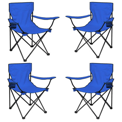 4 Adet Katlanır Kamp Sandalyesi - Piknik Plaj Sandalyesi - (DY.001) - Mavi - Taşıma Çantalı