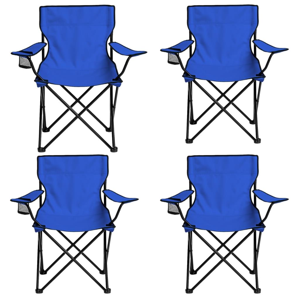 4 Adet Katlanır Kamp Sandalyesi - Piknik Plaj Sandalyesi - (DY.001) - Mavi - Taşıma Çantalı