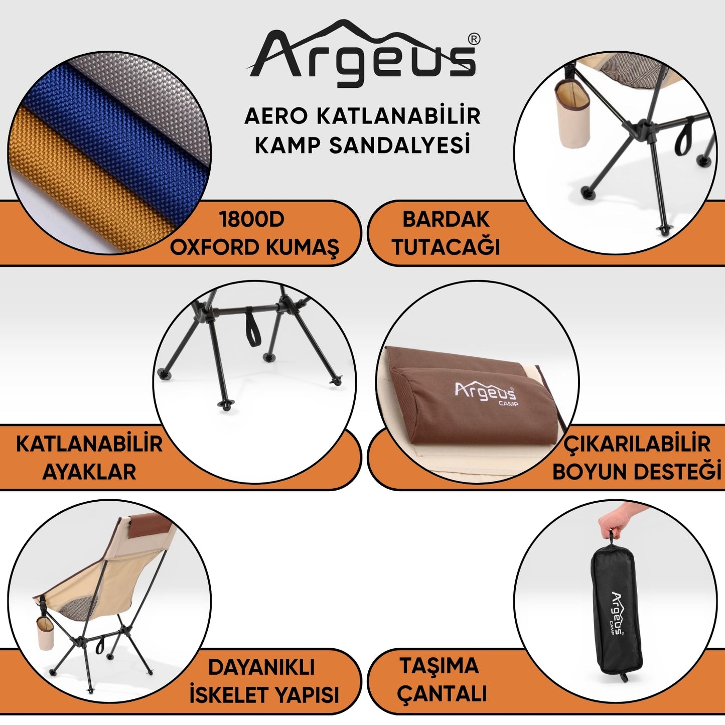 4 Adet Katlanır Kamp Sandalyesi ve Alüminyum Masa Seti - Aero Silver - Kum