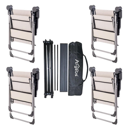 4 Adet Katlanır Kamp Sandalyesi ve Alüminyum Masa Seti - Rock Dark - Bozkır - Taşıma Çantalı