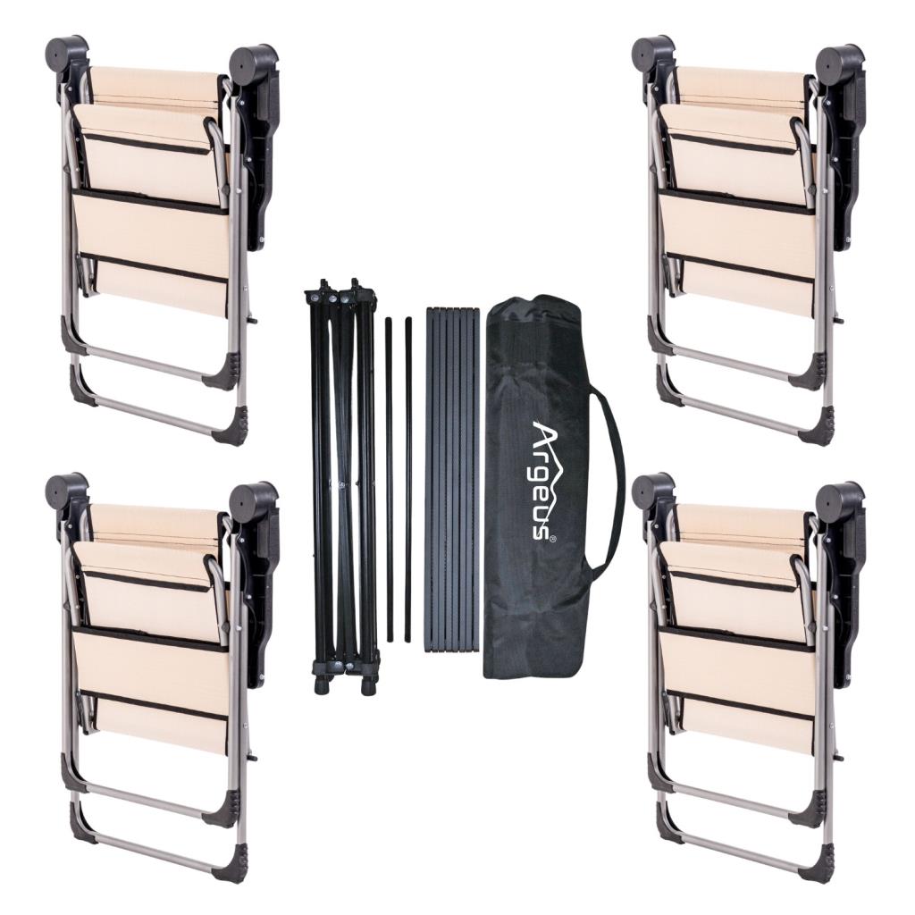 4 Adet Katlanır Kamp Sandalyesi ve Alüminyum Masa Seti - Rock Dark - Kapadokya - Taşıma Çantalı