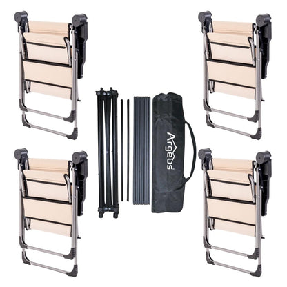 4 Adet Katlanır Kamp Sandalyesi ve Alüminyum Masa Seti - Rock Dark - Kapadokya - Taşıma Çantalı