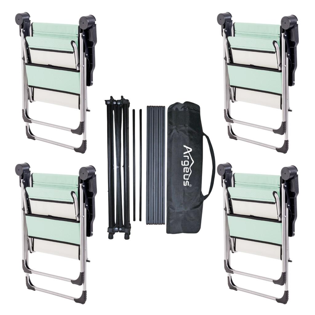 4 Adet Katlanır Kamp Sandalyesi ve Alüminyum Masa Seti - Rock Dark - Su Yeşili - Taşıma Çantalı