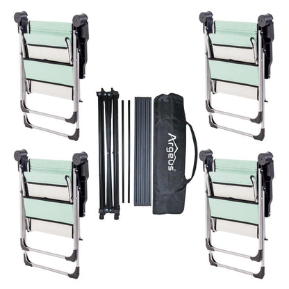 4 Adet Katlanır Kamp Sandalyesi ve Alüminyum Masa Seti - Rock Dark - Su Yeşili - Taşıma Çantalı