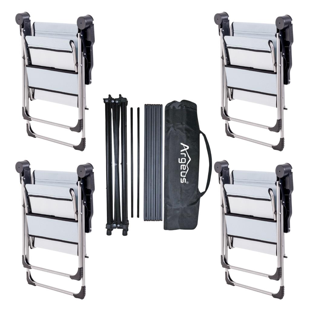 4 Adet Katlanır Kamp Sandalyesi ve Alüminyum Masa Seti - Rock Dark - Turkuaz - Taşıma Çantalı