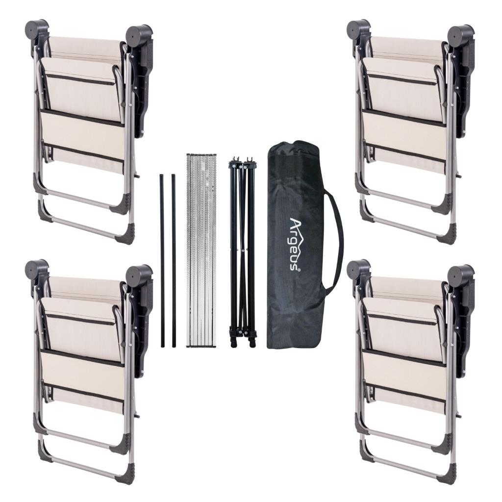 4 Adet Katlanır Kamp Sandalyesi ve Alüminyum Masa Seti - Rock Silver - Bozkır - Taşıma Çantalı