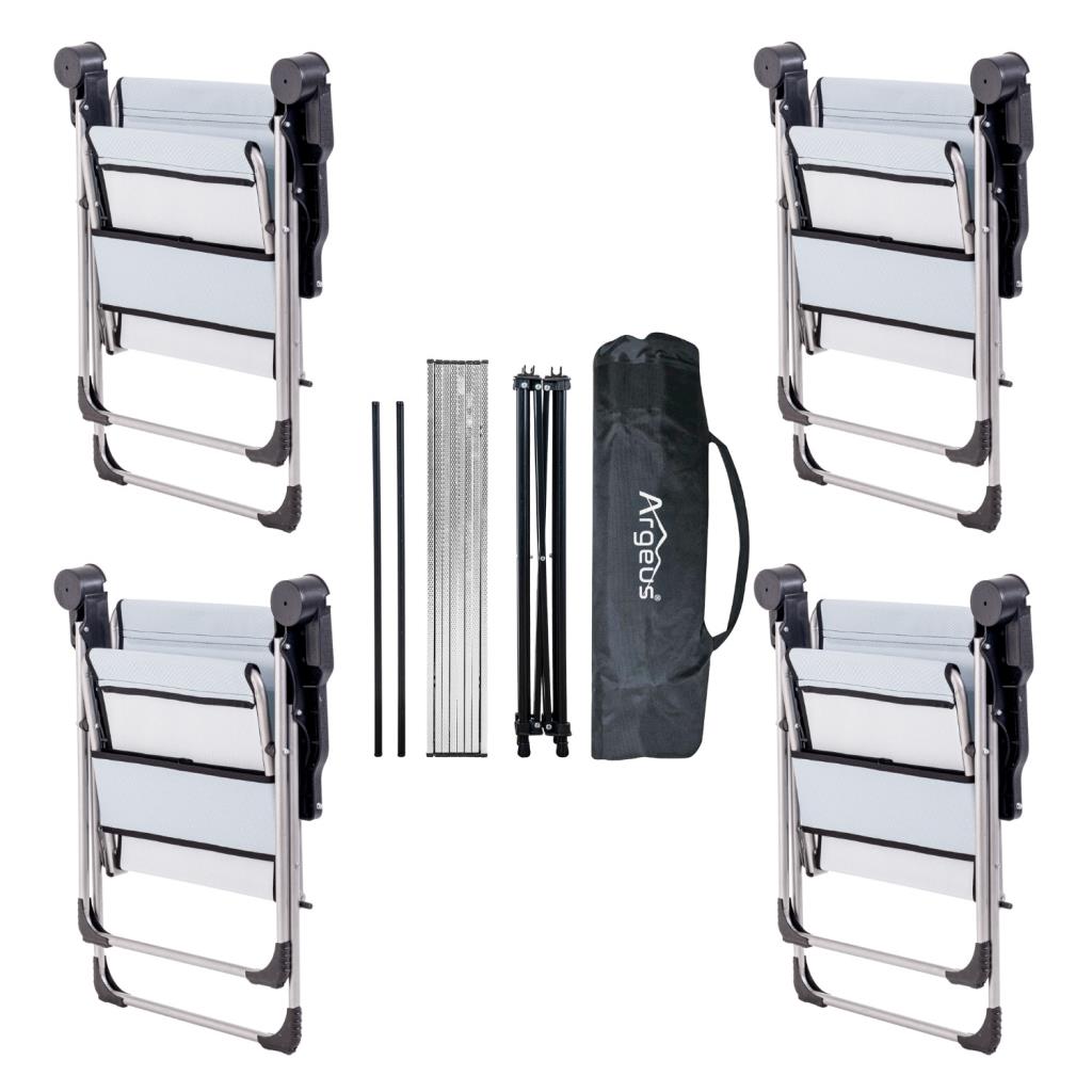 4 Adet Katlanır Kamp Sandalyesi ve Alüminyum Masa Seti - Rock Silver - Turkuaz - Taşıma Çantalı