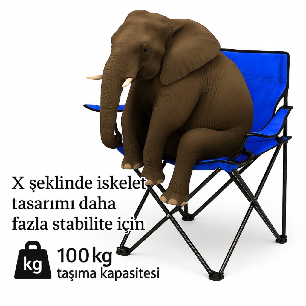 4 Adet Katlanır Kamp Sandalyesi ve Masa Seti - (DY.001) - Mavi/Sarı - Plaj Sandalyesi