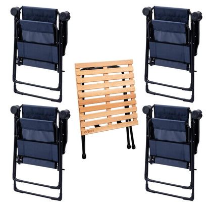 4 Adet Katlanır Kamp Sandalyesi ve Masa Seti - Rest - Lacivert - 130 KG Taşıma