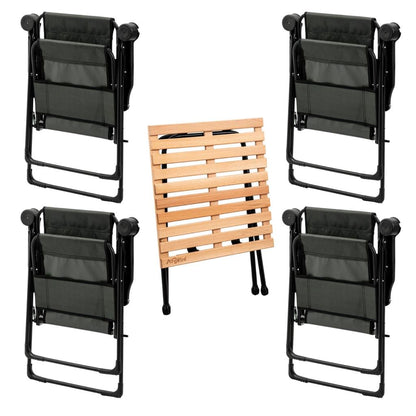 4 Adet Katlanır Kamp Sandalyesi ve Masa Seti - Rest - Taşıma Çantalı - Haki - 130 KG Taşıma