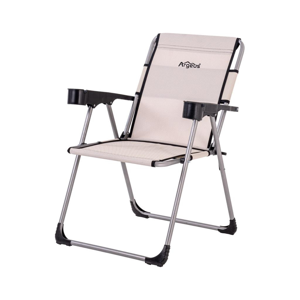 4 Adet Katlanır Kamp Sandalyesi ve Masa Seti - Rock - Kestane - Bardaklıklı - 140 KG