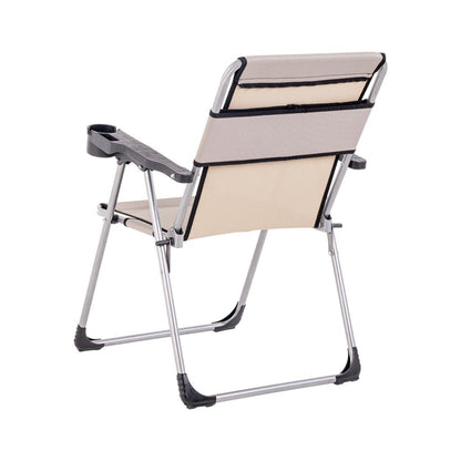 4 Adet Katlanır Kamp Sandalyesi ve Masa Seti - Rock - Kestane - Bardaklıklı - 140 KG