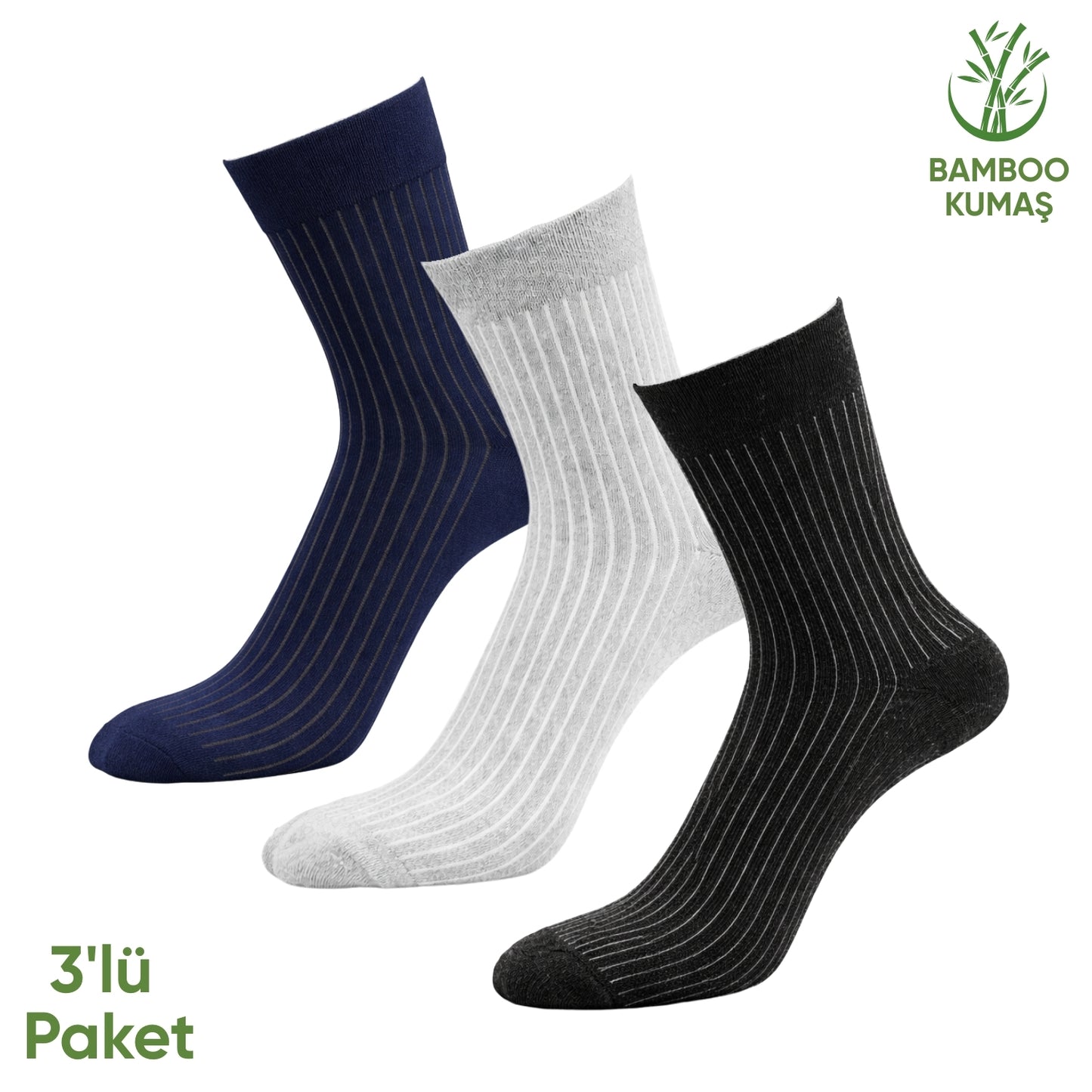 Bambu Erkek Soket Çorabı - 3 Çift - Dikişsiz - Malta - 17671 - Set 3