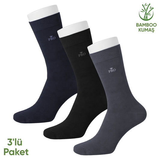 Bambu Erkek Soket Çorap - 3 Çift - Dikişsiz - Biga - 17619 - Set 1