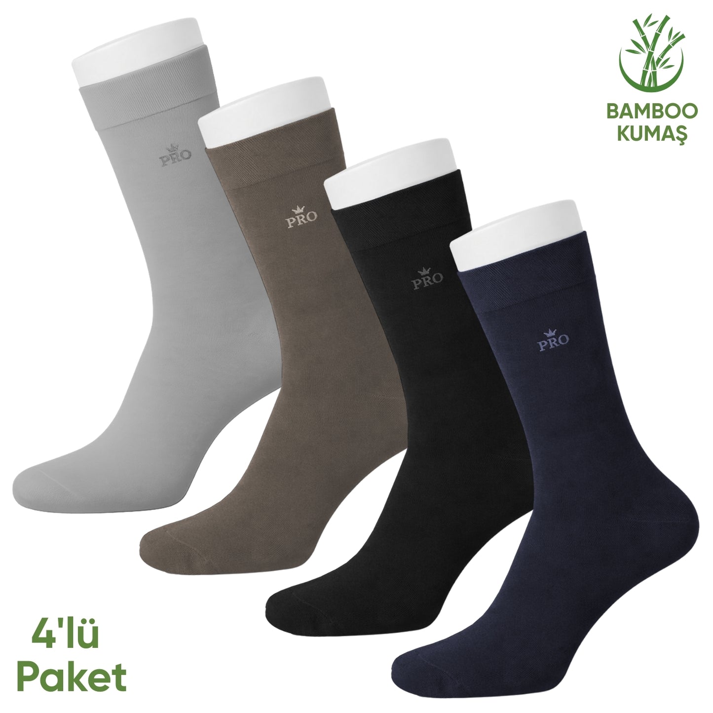 Bambu Erkek Soket Çorap - 4 Çift - Dikişsiz - Biga - 17619 - Set 4