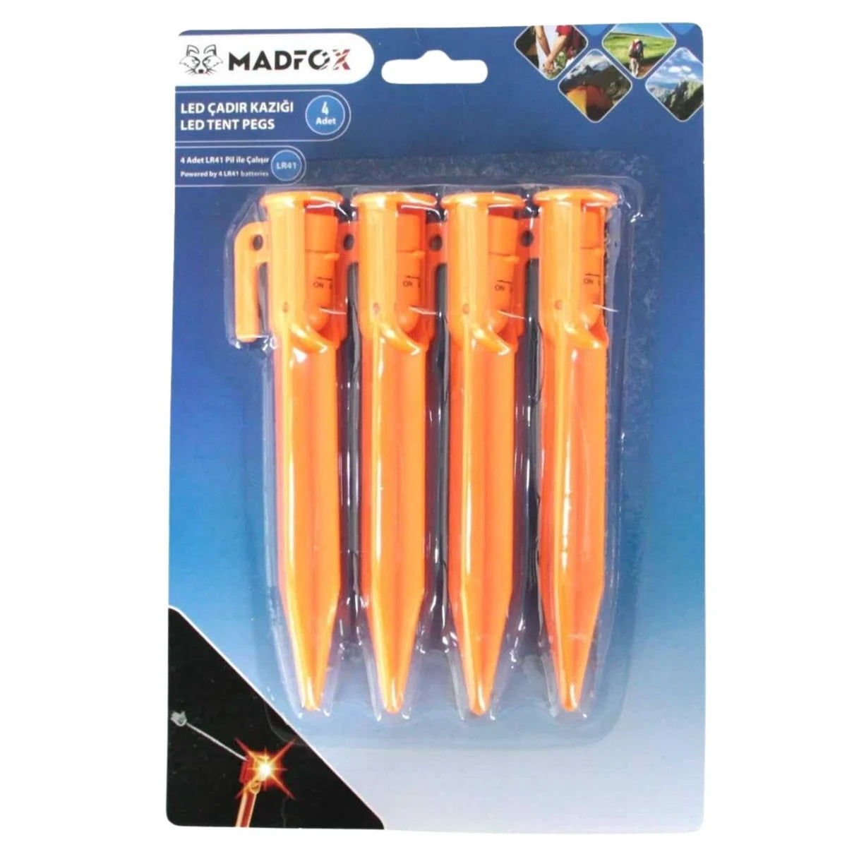 Çadır Kazığı - Madfox Led Işıklı - 4 Parça - 15 cm  - 602099