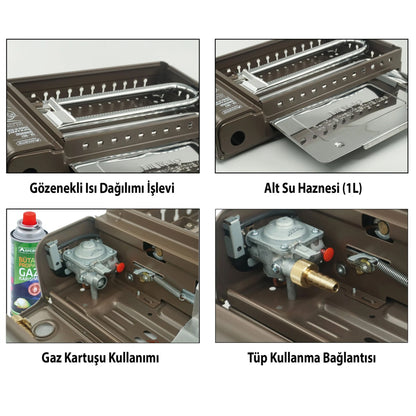 Dumansız Portatif Izgara Ocak - Orcamp - Bej (CK-507)