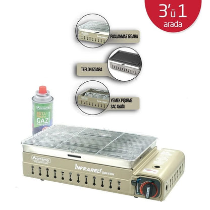 Dumansız Portatif Izgara Ocak - Orcamp - Bej (CK-507)