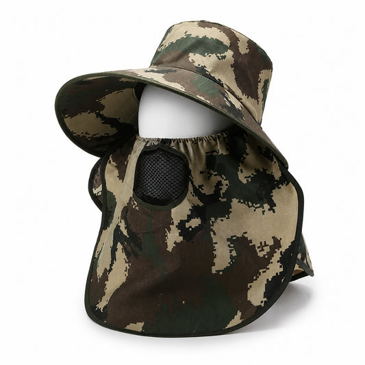 Ense Korumalı Outdoor Şapka - Maskeli - Dijital Kamuflaj (M-4)- Savex