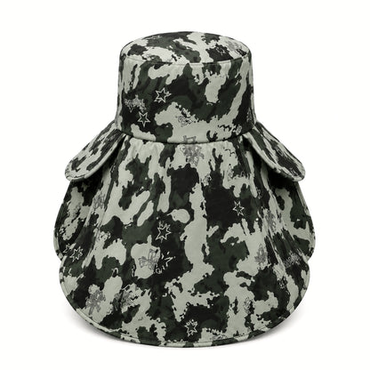 Ense Korumalı Outdoor Şapka - Maskeli - Kamuflaj (M-6)- Savex