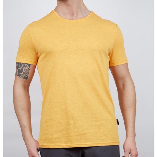 Erkek Tişört - Pamuklu Spor Tişört - Basic - Hardal (600400)