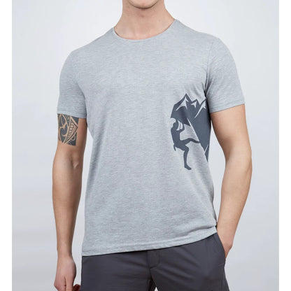 Erkek Tişört - Pamuklu Spor Tişört - Camp - Gri Melanj (600611)