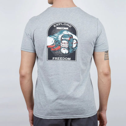 Erkek Tişört - Pamuklu Spor Tişört - Nordic - Gri Melanj