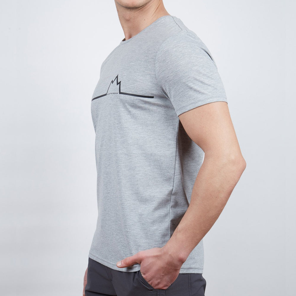 Erkek Tişört - Pamuklu Spor Tişört - Nordic - Gri Melanj