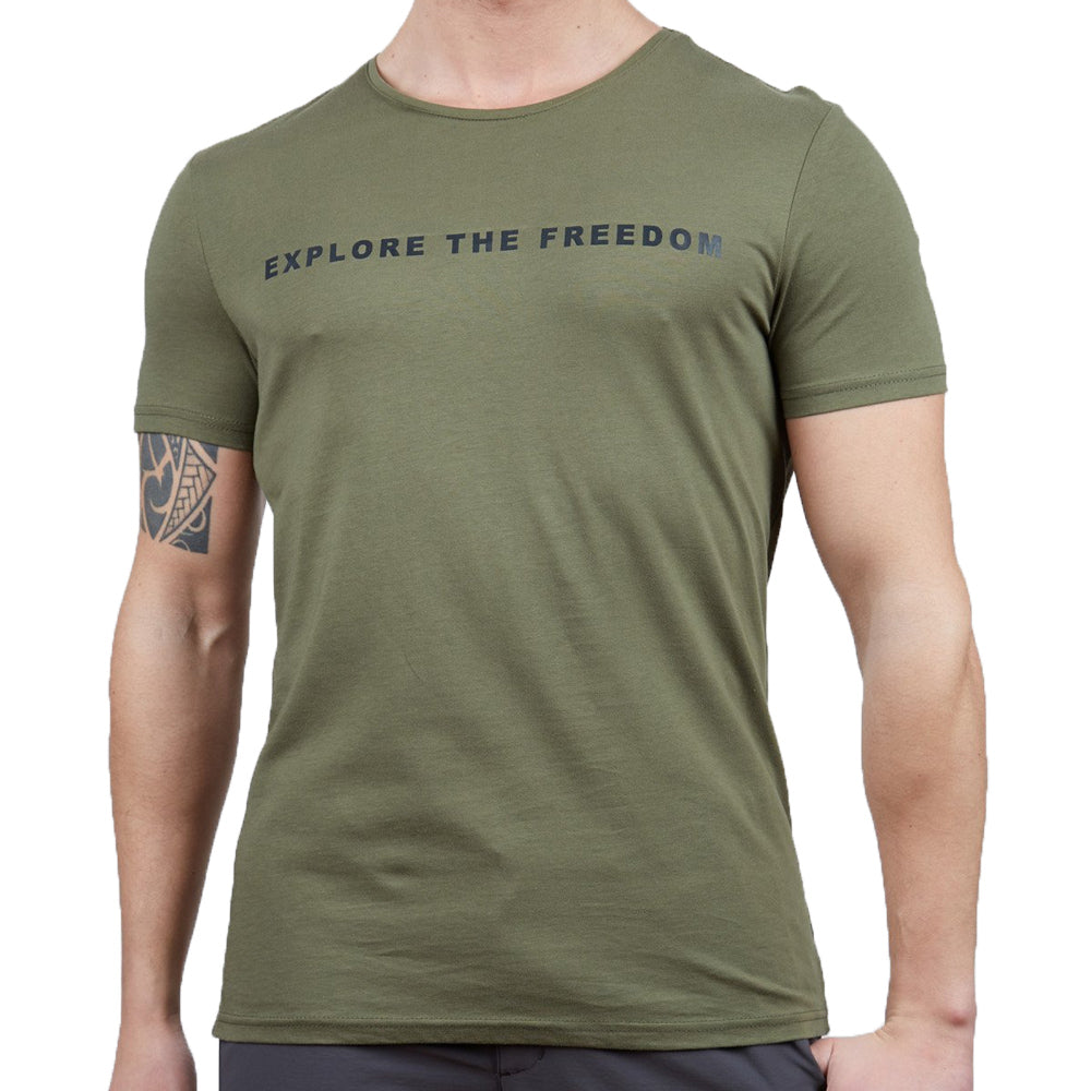 Erkek Tişört - Pamuklu Spor Tişört - Vassi - Haki