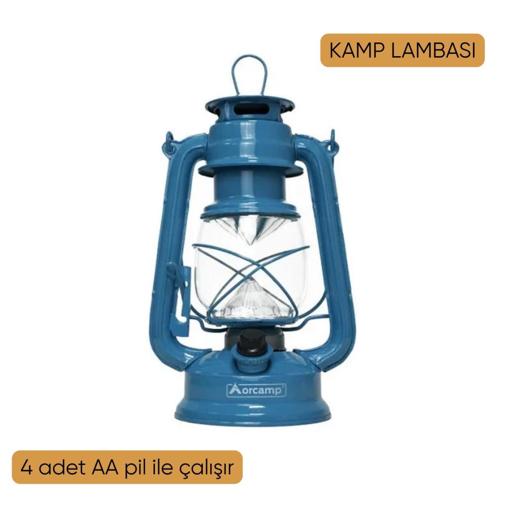 Evde Kamp Keyfi Hediye Seti - Retro Fener ve Emaye Bardaklar (3 Parça)