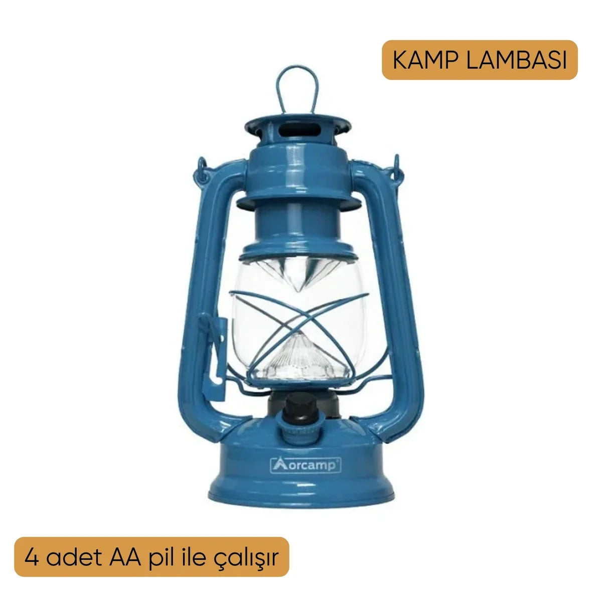 Evde Kamp Keyfi Hediye Seti - Retro Fener ve Emaye Bardaklar (3 Parça)