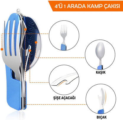 Kamp Çatal&Kaşık&Bıçak Seti - Orcamp - Kırmızı (OUT-1350)