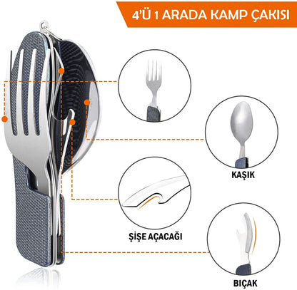 Kamp Çatal&Kaşık&Bıçak Seti - Orcamp - Siyah (OUT-1350)