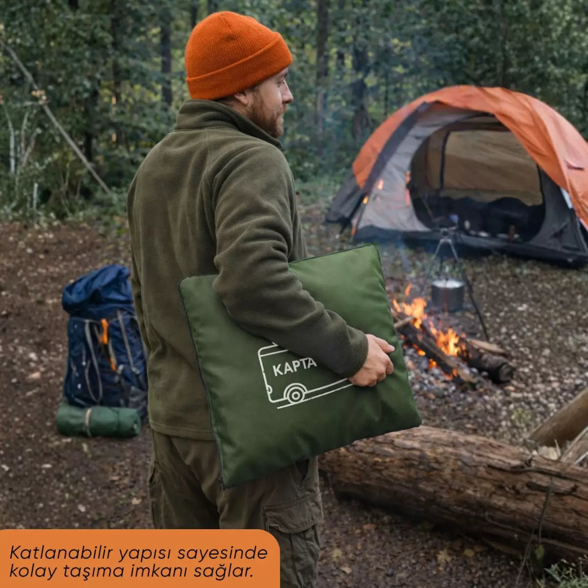 Kamp Minderi & Katlanabilir Polar Kamp Battaniyesi - Argeus - Yeşil