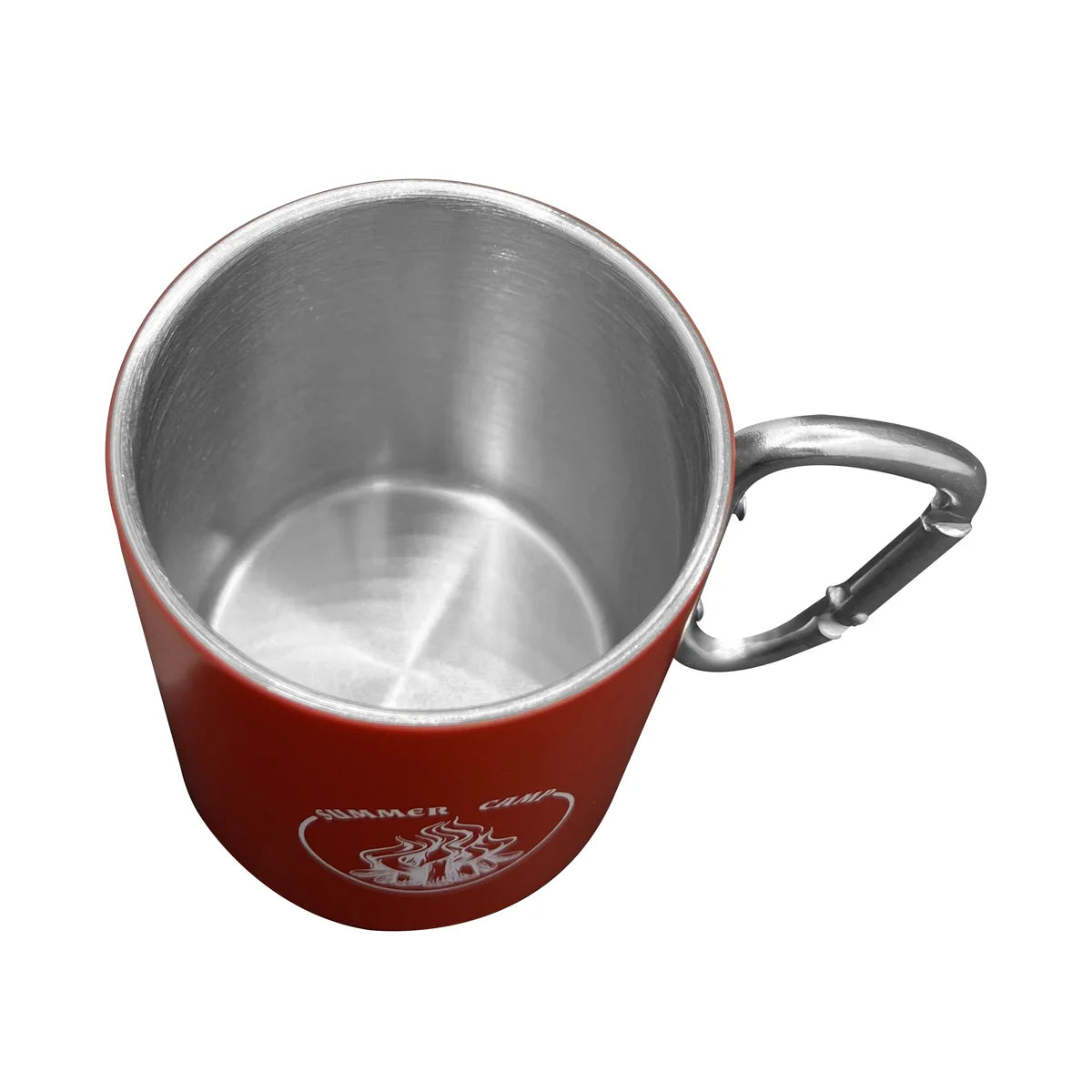 Karabina Saplı Paslanmaz Çelik Kupa Bardak - Orcamp - Kırmızı (OUT-1850)